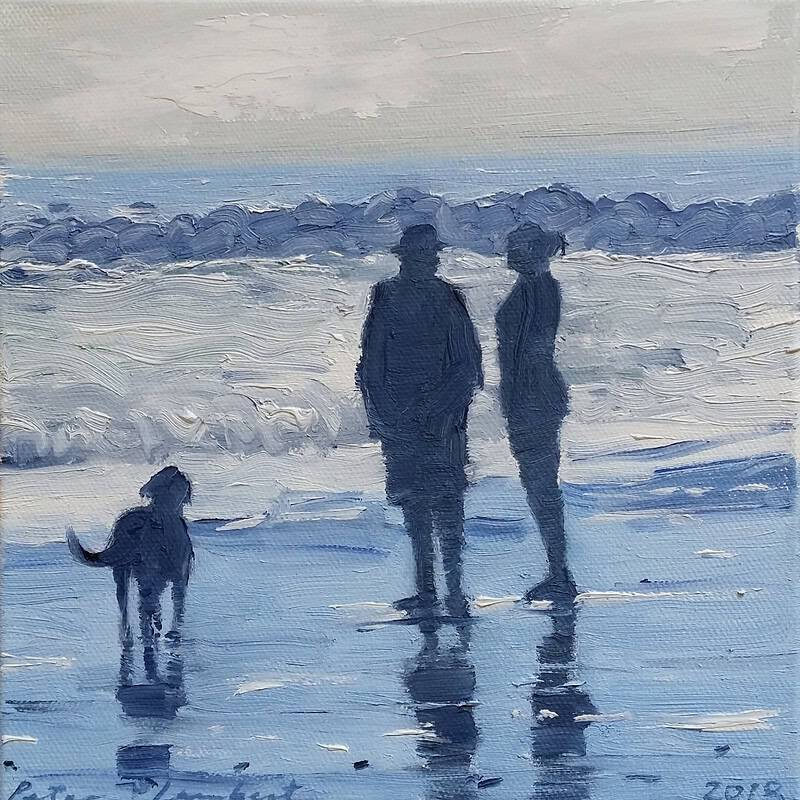 “Couple with Dog at the Beach”