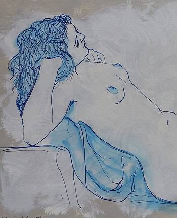 Nude in Blue Ink