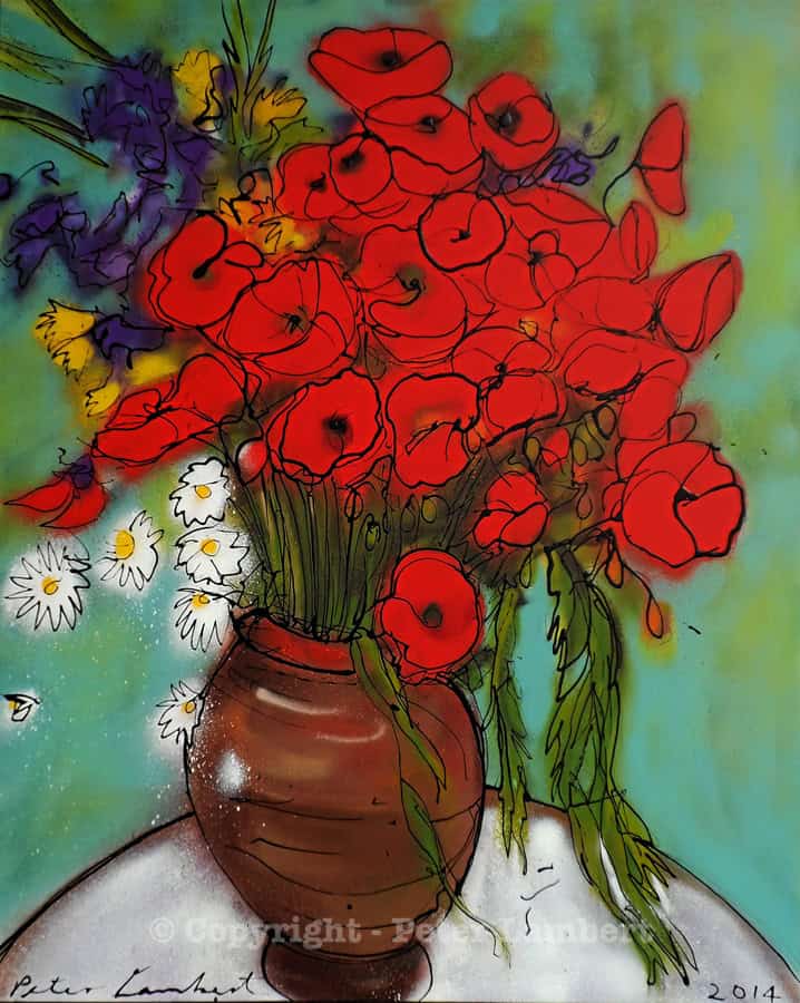 Red Poppies in a Vase